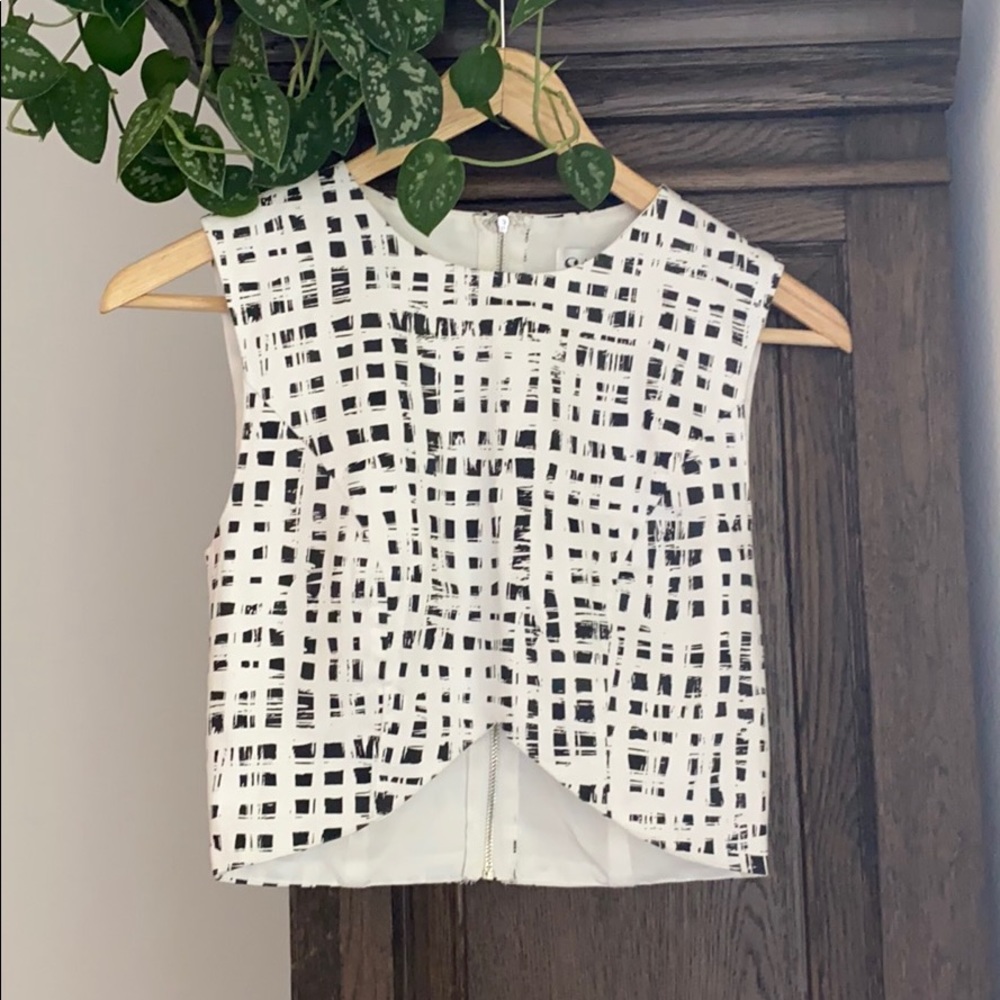 B + W Patterned Crop Top